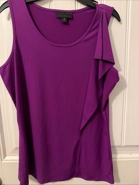 Worthington Magenta purple Ruffle-Accent Sleeveless Tank